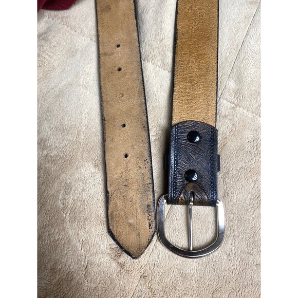 Genuine Leather Brown Tooled Belt Size 42 Fisherman Outdoors Northern Bass Pole - Picture 3 of 11